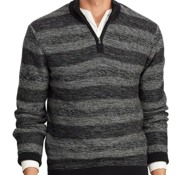 Chaps Other - Chaps Grey Striped Mock Neck Sweater Men's Sz XL